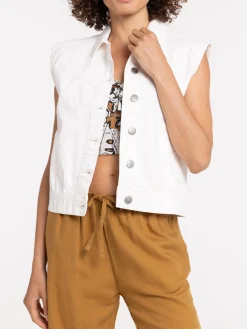 Veste sans manches écru femme