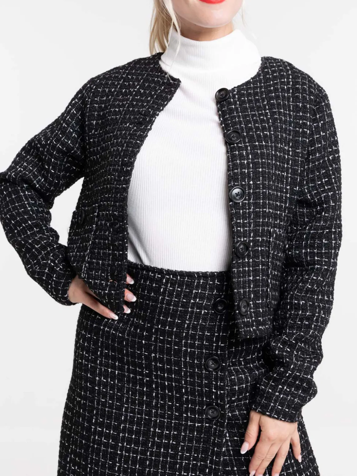 Veste tweed noire femme